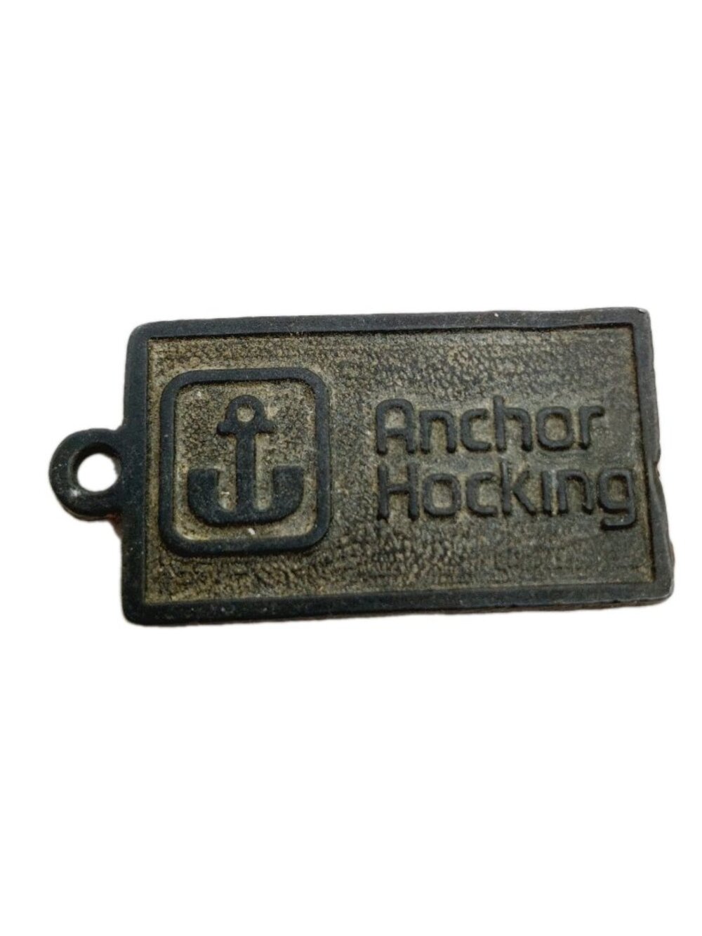 Anchor Hocking Steel Metal Pendant Keychain Fob Lancaster Ohio READ